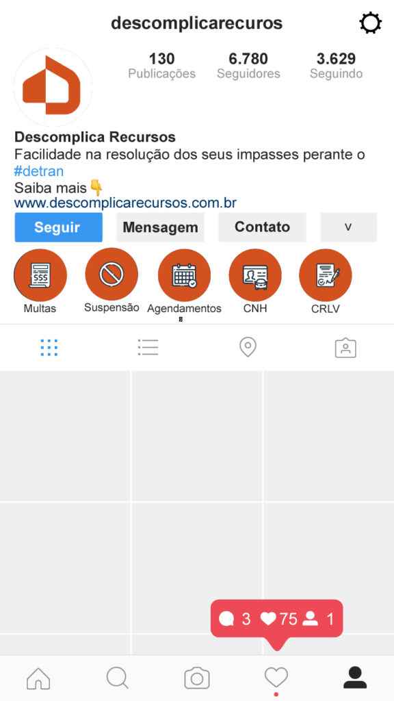 Layout do Instagram Descomplica Recursos